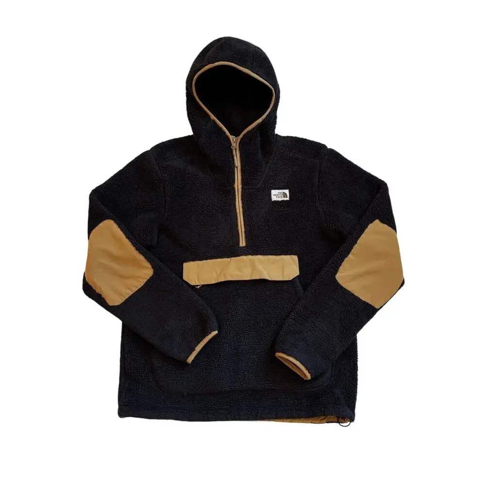 The North Face Fleece Pullover Mens Size Small Black Campshire Hooded 1/2 Zip